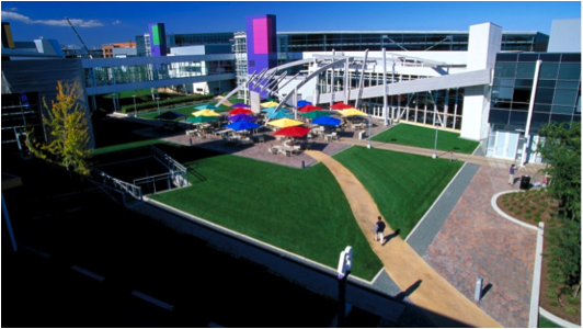 an arial photograph of the Google campus